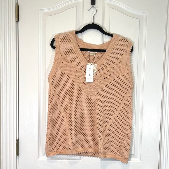 City Chic Weave Spirit Starling Reine V-Neck Vest Peachy Top - 14W - NEW - Picture 5 of 15